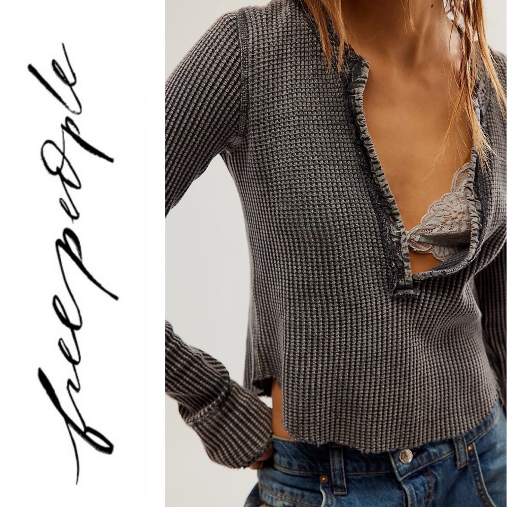 NEW FREE PEOPLE Colt Top / Charcoal Size M